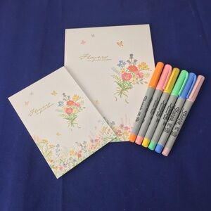 Floral Stationery Set with Sharpie Markers
